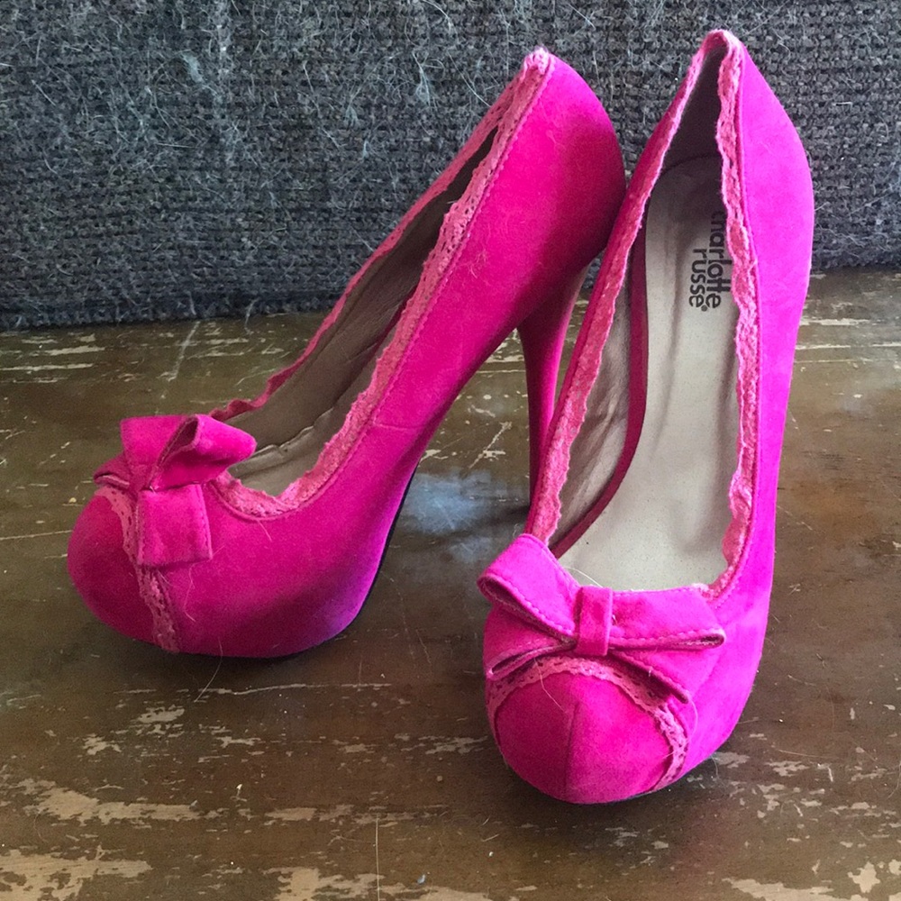 Charlotte Russe Pink bow & lace heels!